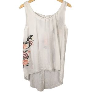 Mind set white embroidered white sheer tunic sz S *